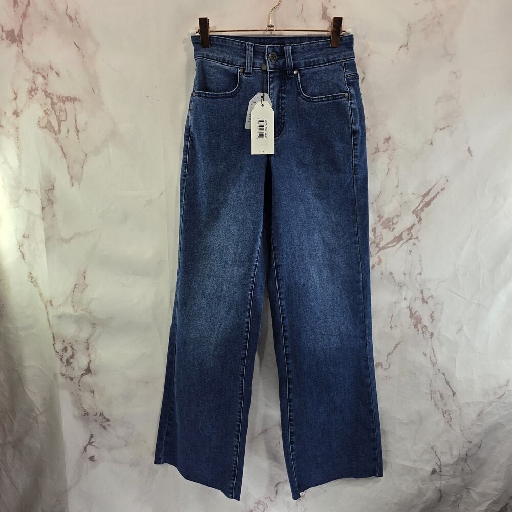 Universal Standard Jeans Womens 00 24 X 28 Wide Leg High Rise Frayed Hem Crop
